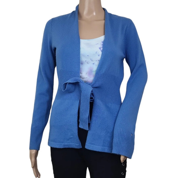 J. McLaughlin Reagan Cardigan Tie Sweater XS Cashmere Blue - Picture 5 of 7